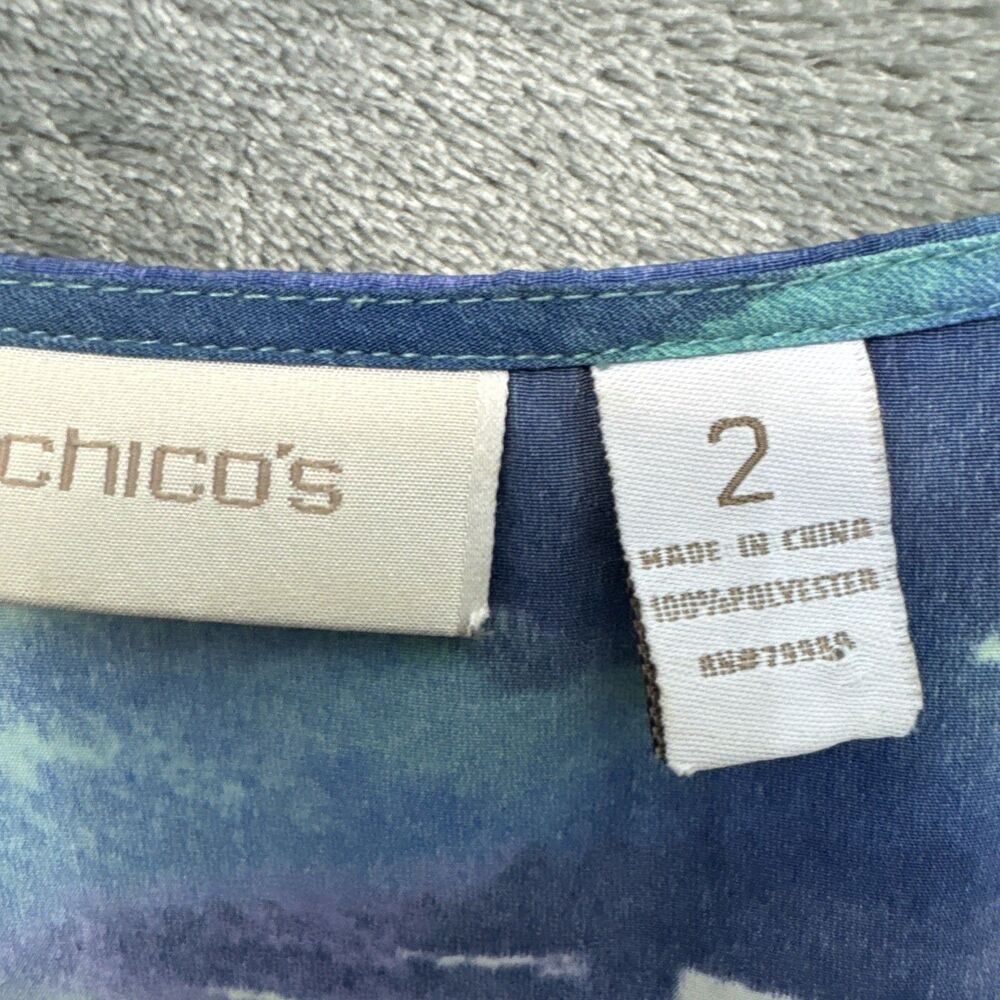Chicos size 2 Lg Sleeveless blue green waterfall colors comfort - Picture 2 of 7
